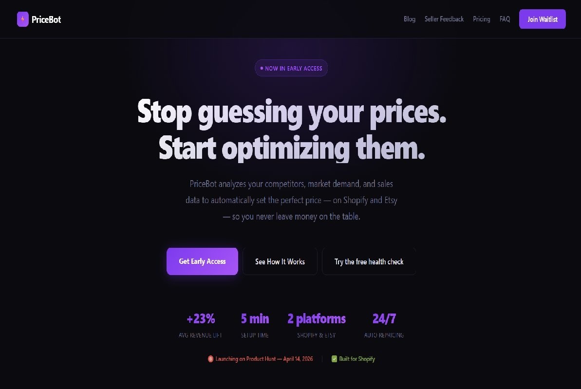 PriceBot homepage